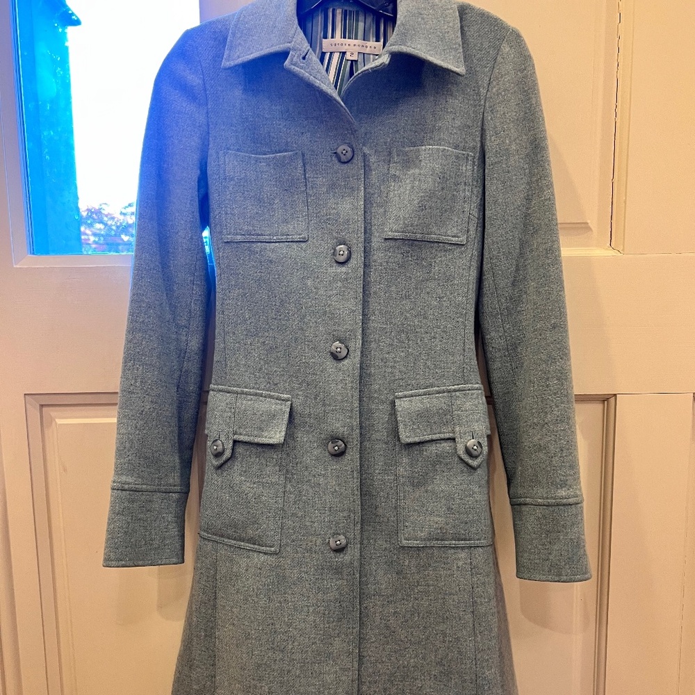Susana Monaco Belted Button Up Wool Coat